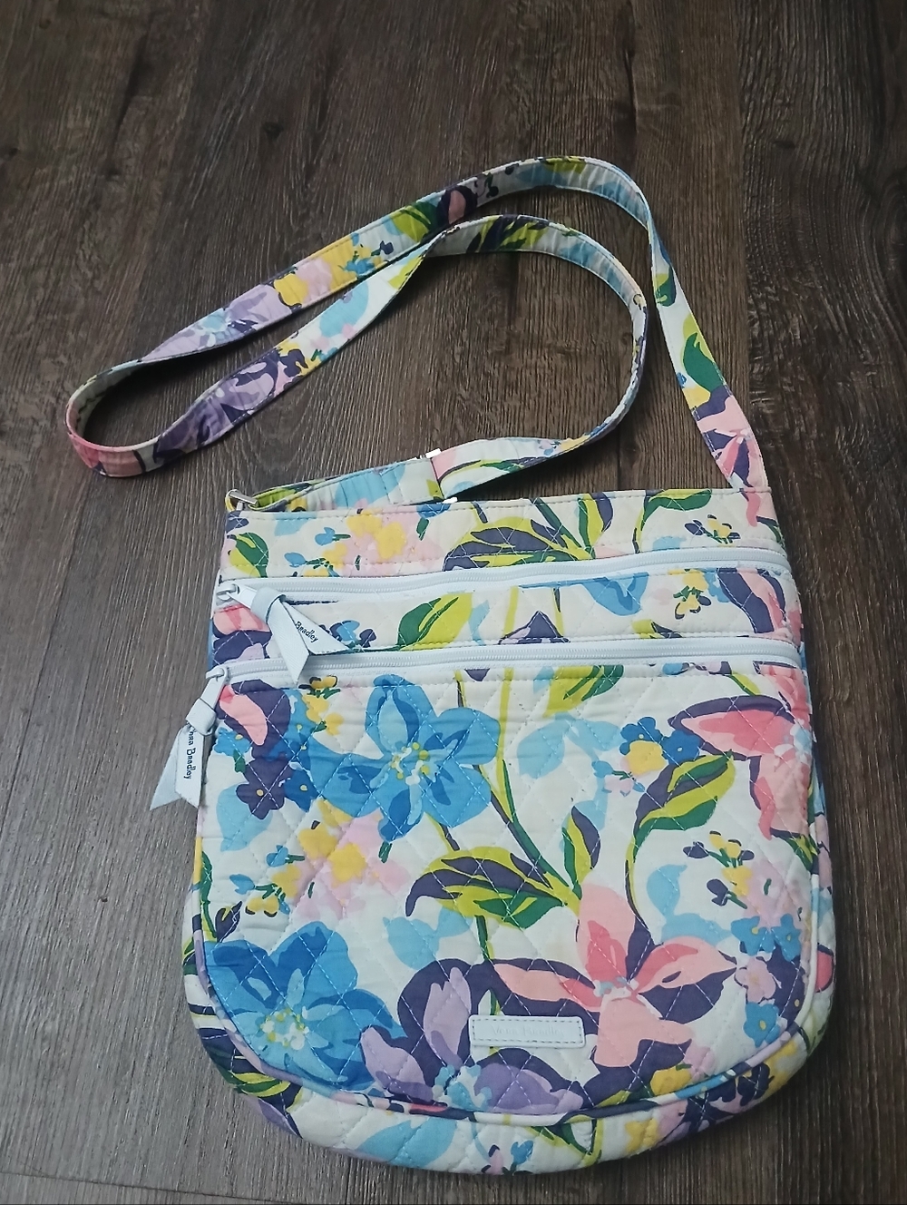 Vera Bradley MARIAN FLORAL Blue Pastel Crossbody Hipster bag